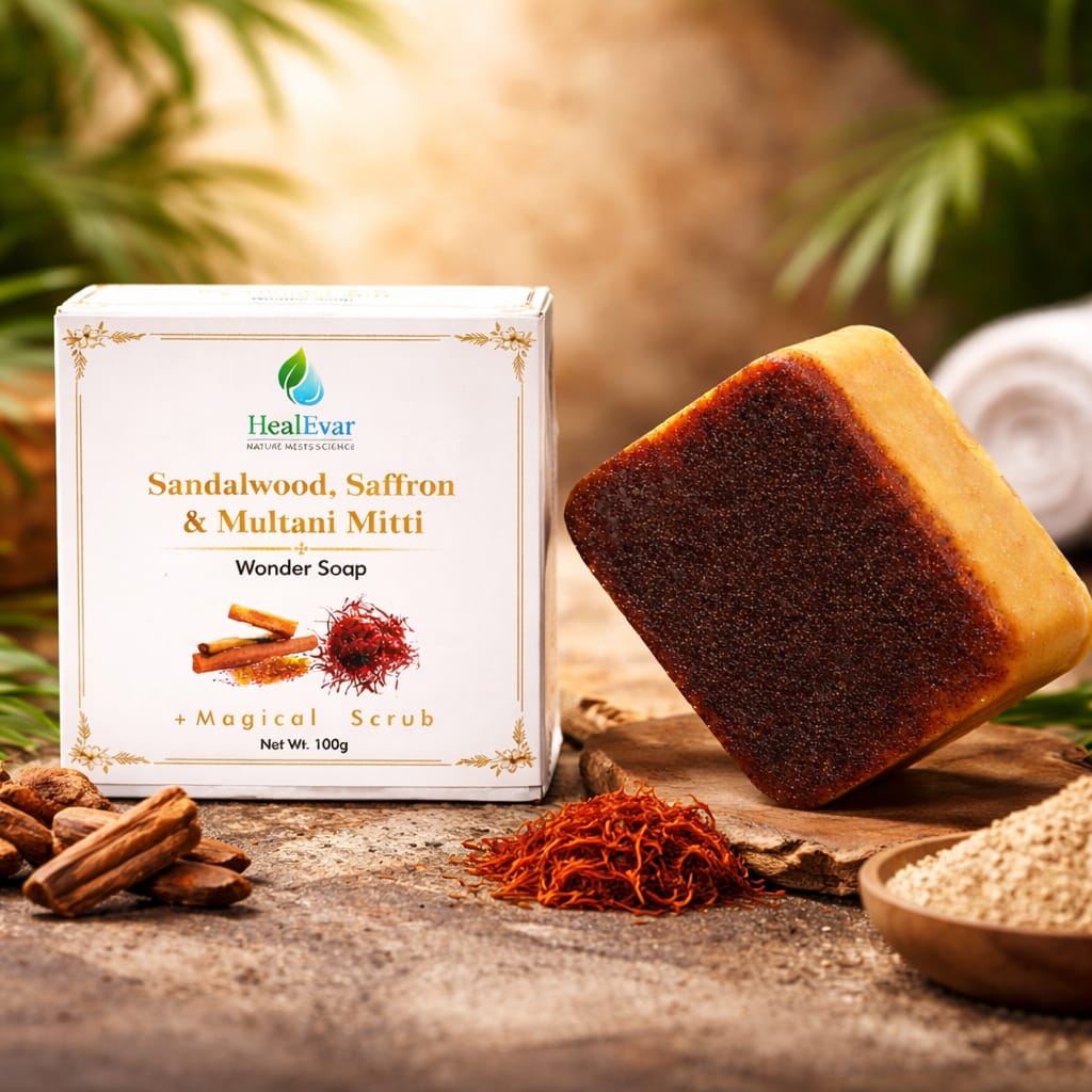 HealEvar Almond Magical Scrub Soap – Skin Polishing & Tan Removal